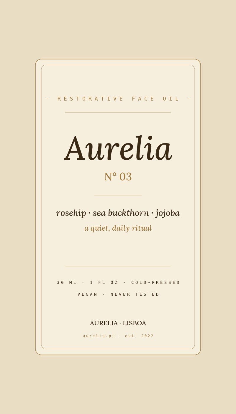 Aurelia skincare bottle label