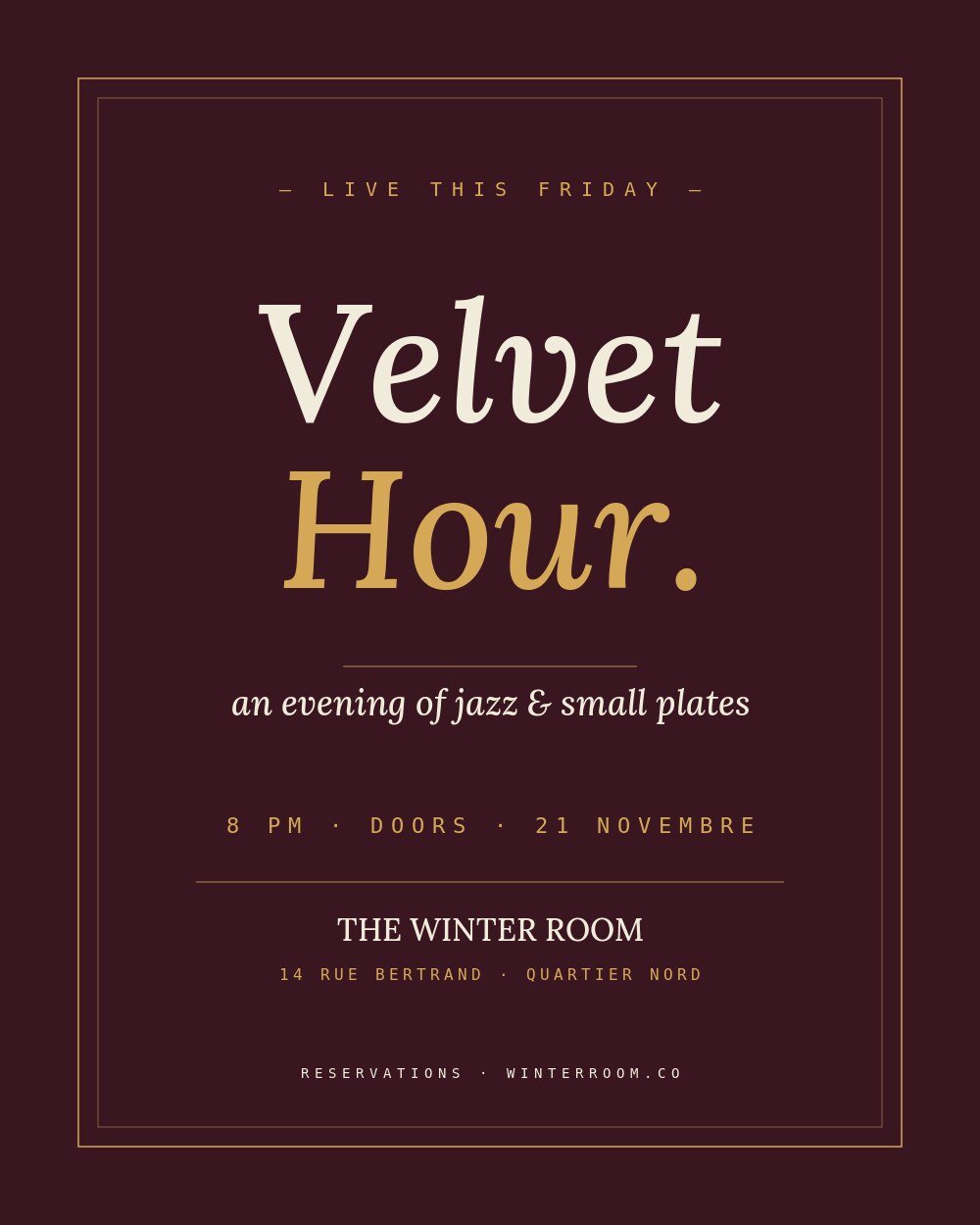 Editorial poster — Velvet Hour